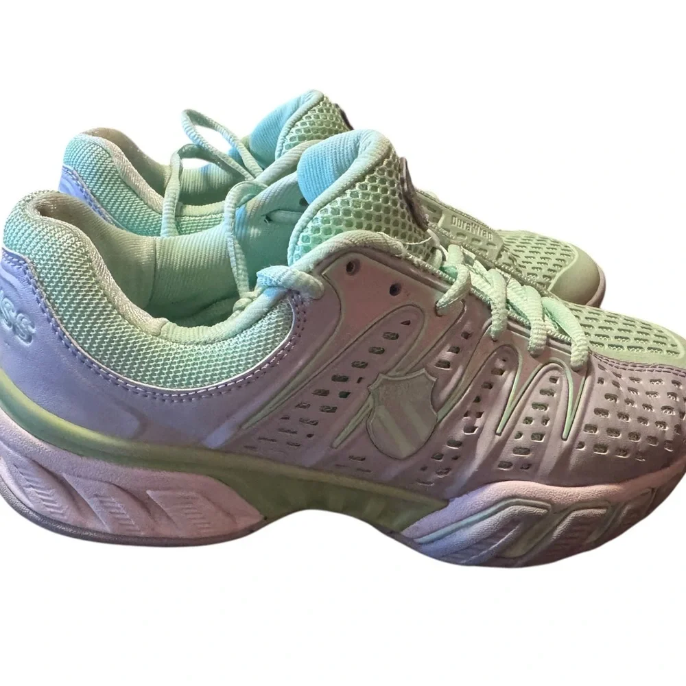 K-Swiss Women’s Court Shoes Green Grey Non Marking Indoor SZ 9 - Picture 6 of 16